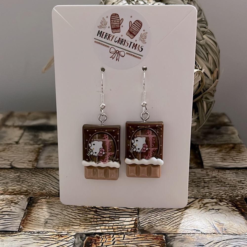 NWT HELLO KITTY Chocolate Earrings - Hypoallergenic - Picture 5 of 6